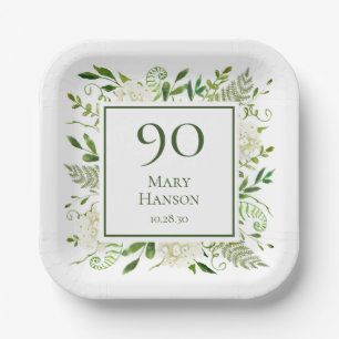 Assiettes En Carton 90e anniversaire Hydrangée blanche
