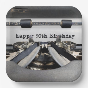 Assiettes En Carton 90e anniversaire Retro Typewriter