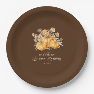Assiettes En Carton 90e anniversaire Rustic Boho Citrouille automne pe