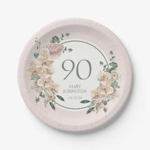 Assiettes En Carton 90e anniversaire Tropical Floral