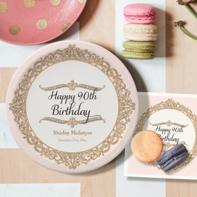 Assiettes En Carton 90e Fête d'anniversaire joyeuse Décor (Créateur téléchargé)