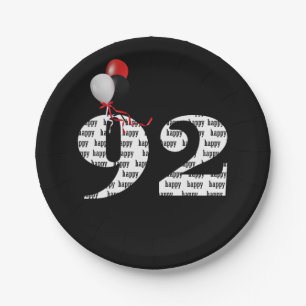 Assiettes En Carton 92e anniversaire ballons