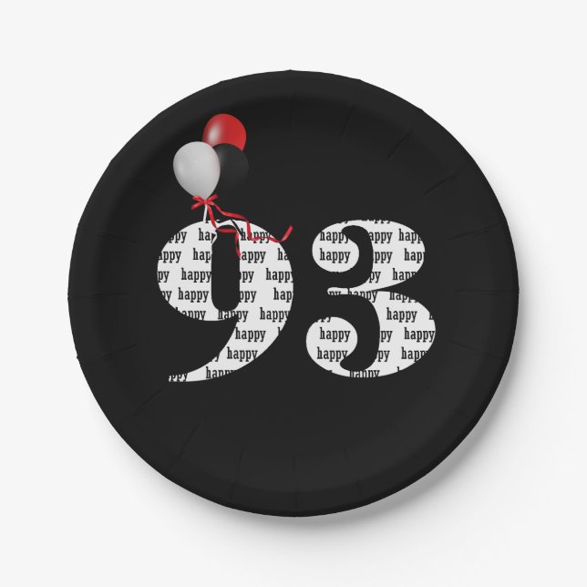 Assiettes En Carton 93e anniversaire ballons (Devant)