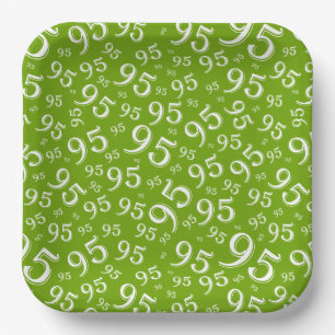 Assiettes En Carton 95e anniversaire Random Number Motif Vert/Blanc