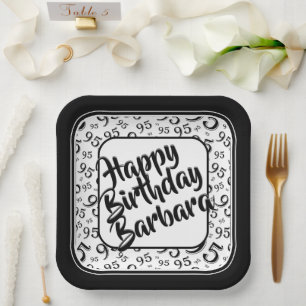 Assiettes En Carton 95e Motif du numéro aléatoire noir/blanc