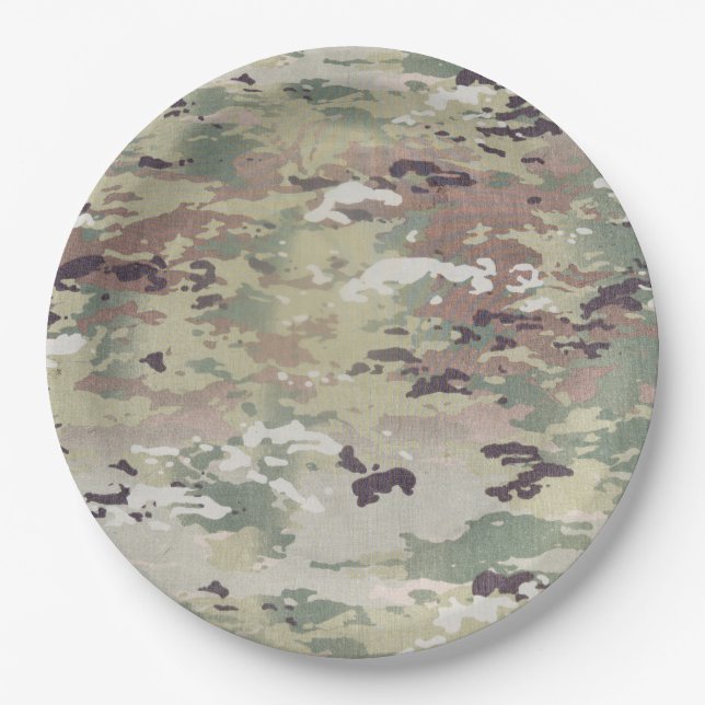 Assiettes En Carton 9" Arrondi Plaque armée OCP Camo Uniforme Camofla (Devant)