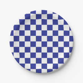 Assiettes En Carton À damiers Bleu et Blanc