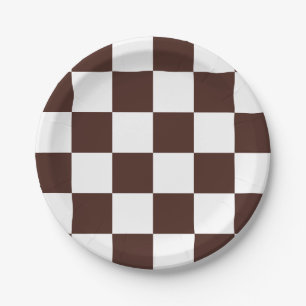 Assiettes En Carton À damiers Brown/blanc