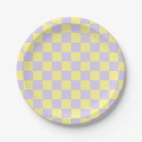 à damiers doux jaune et pourpre