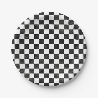 Assiettes En Carton À damiers noir et blanc