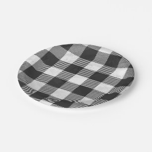 Assiettes En Carton à damiers Plaid Noir Et Blanc