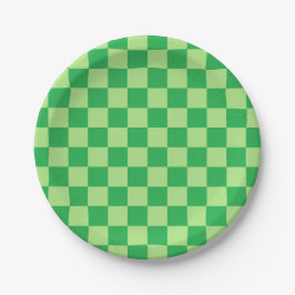 Assiettes En Carton à damiers vert