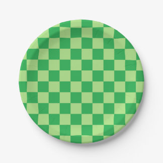 Assiettes En Carton à damiers vert