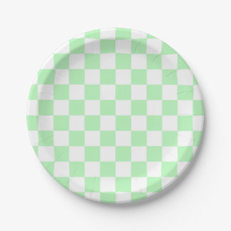 Assiettes En Carton à damiers Vert doux et blanc