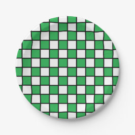 Assiettes En Carton à damiers vert et noir