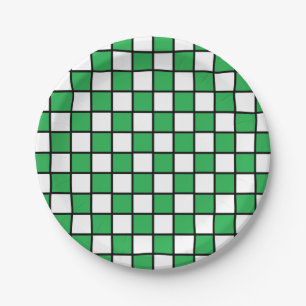 Assiettes En Carton à damiers vert et noir