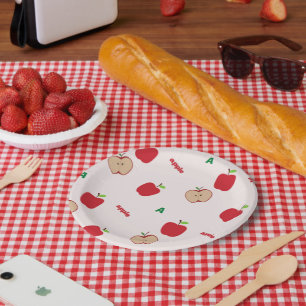 Assiettes En Carton A est pour la pomme rose