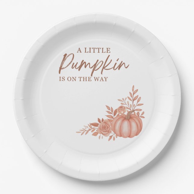 Assiettes En Carton A Little Pumpkin Is On the Way Paper Plate (Devant)