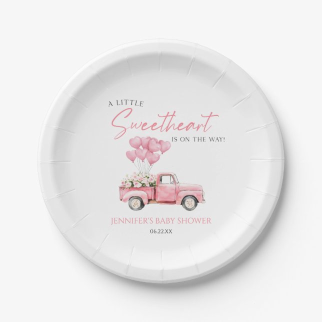 Assiettes En Carton A Little Sweetheart Valentine's Day Baby Shower (Devant)