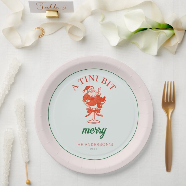 Assiettes En Carton A Tini Bit Merry Christmas Santa Claus (Mariage)
