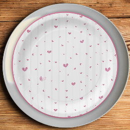 Assiettes En Carton A Tiny Bit Engaged Pink Hearts Bridal Shower 