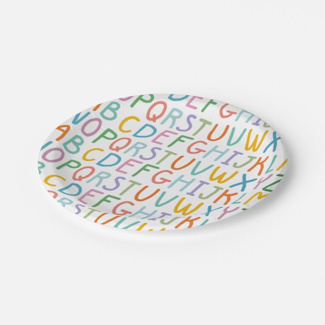 Assiettes En Carton ABCs coloré (Angle)