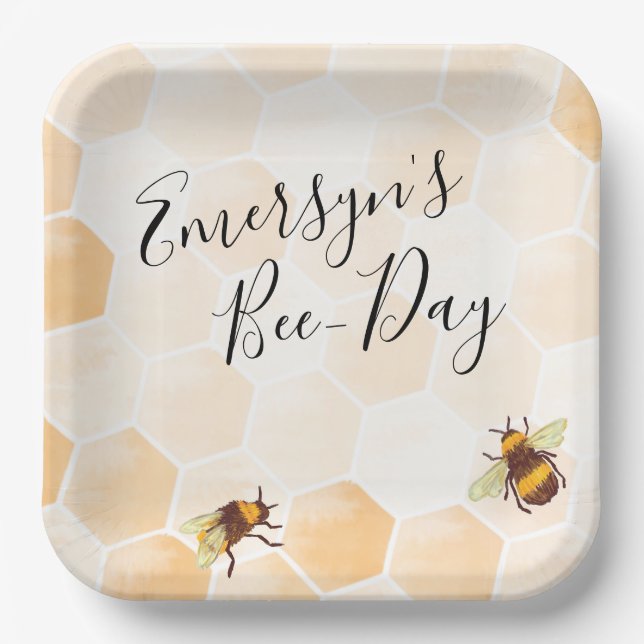 Assiettes En Carton Abeille aquarelle (Recto)