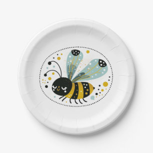 Assiettes En Carton Abeille blanche