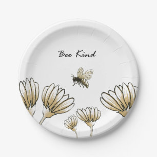 Assiettes En Carton Abeille bourgeoise avec fleurs