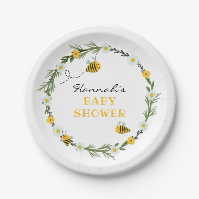 Assiettes En Carton Abeille de Baby shower (Devant)