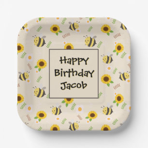 Assiettes En Carton Abeilles de miel doux Plaque de papier d'anniversa