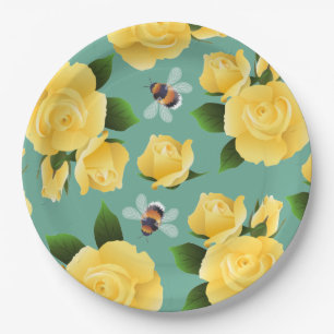 Assiettes En Carton Abeilles Et Roses