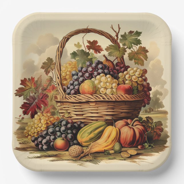 Assiettes En Carton Abondance de l'automne : Fête abondante (Recto)