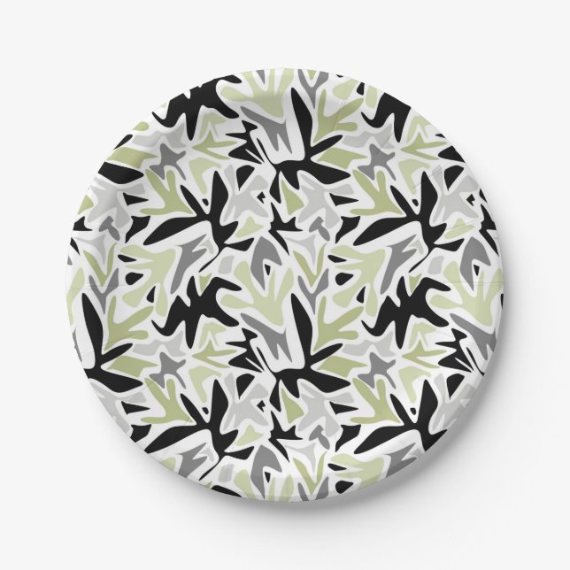 Assiettes En Carton Abstract, Black and Green, Youth, Modern, Creative (Devant)