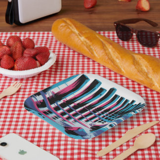 Assiettes En Carton Abstract Brushstroke Picnic 