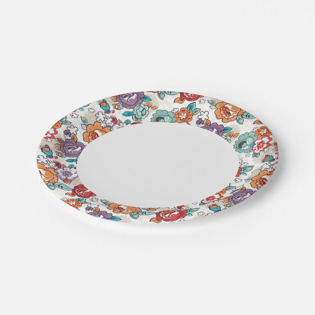 Assiettes En Carton Abstrait Elegance, patron floral 5 (Angle)