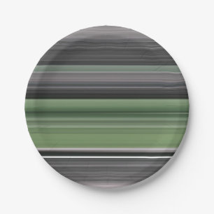 Assiettes En Carton Abstrait n° 1 : vert olive et gris