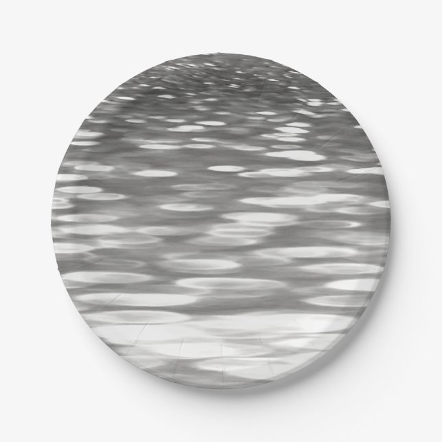 Assiettes En Carton Abstrait n° 3 : brillant gris argenté (Devant)