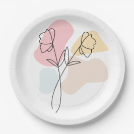 Assiettes En Carton Abstrait Pastel Floral