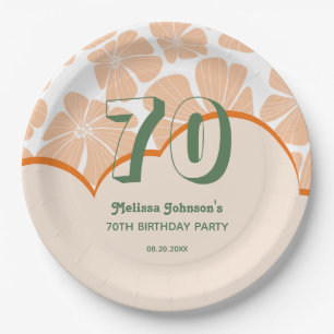 Assiettes En Carton Abstrait Retro Orange Chamomile Fleur Anniversaire