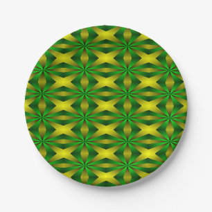 Assiettes En Carton Abstrait vert et jaune
