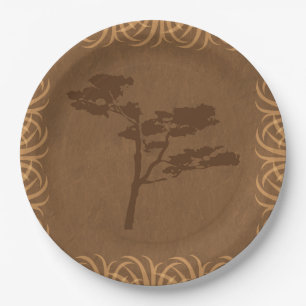 Assiettes En Carton Acacia de thème de safari avec la frontière gran