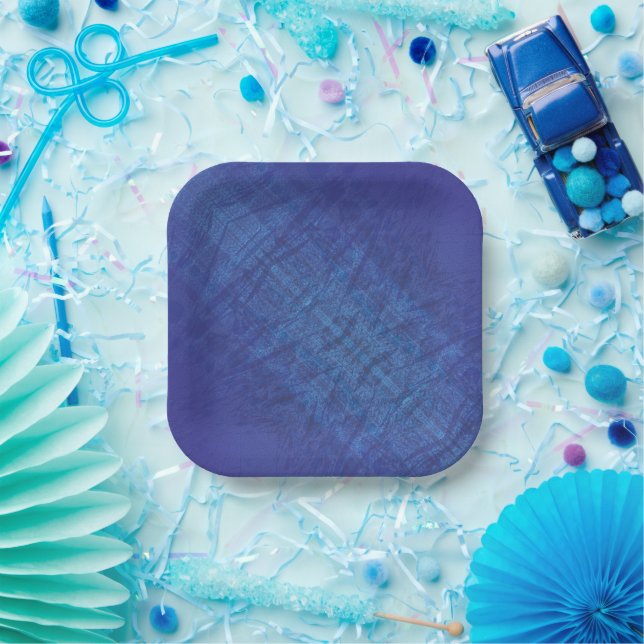 Assiettes En Carton Acceptation | Motif de Blue Indigo Violet Shibori (Fête)