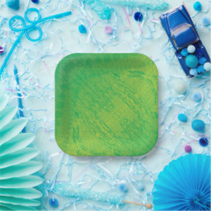 Assiettes En Carton Acceptation   Motif de Shibori jaune bleu