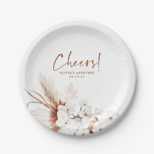 Assiettes En Carton Acclamations Fleurs Blanche Terracotta Toute Fête