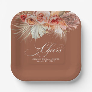 Assiettes En Carton Acclamations Terracotta Floral Pampas Herbe