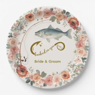 Assiettes En Carton Accro aux amateurs de pêche Mariage Aquarelle