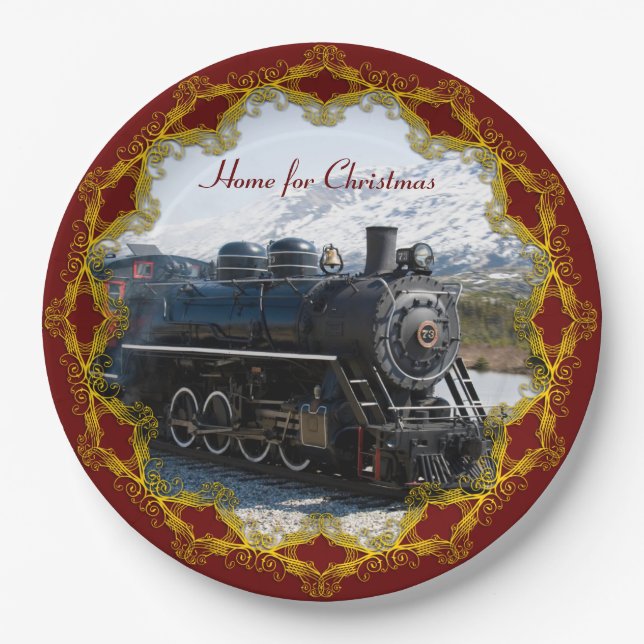 Assiettes En Carton Accueil dans le train pour Noël (Devant)