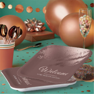 Assiettes En Carton Accueil de fête d'entreprise en bronze élégant