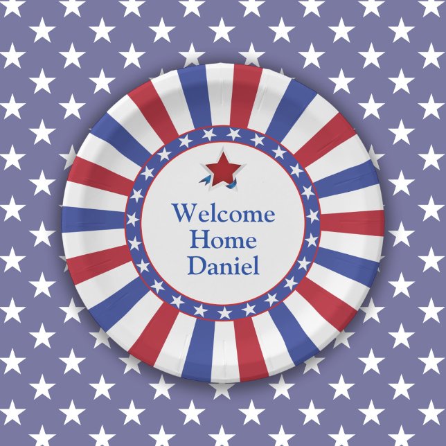 Assiettes En Carton Accueil patriotique (Plate available in 7-inch and 9-inch diameter sizes.)